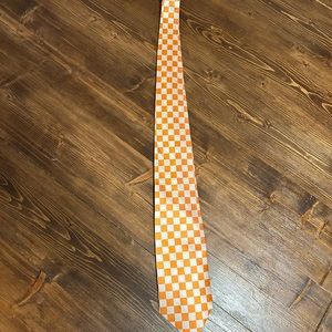 Orange and white checkerboard tie